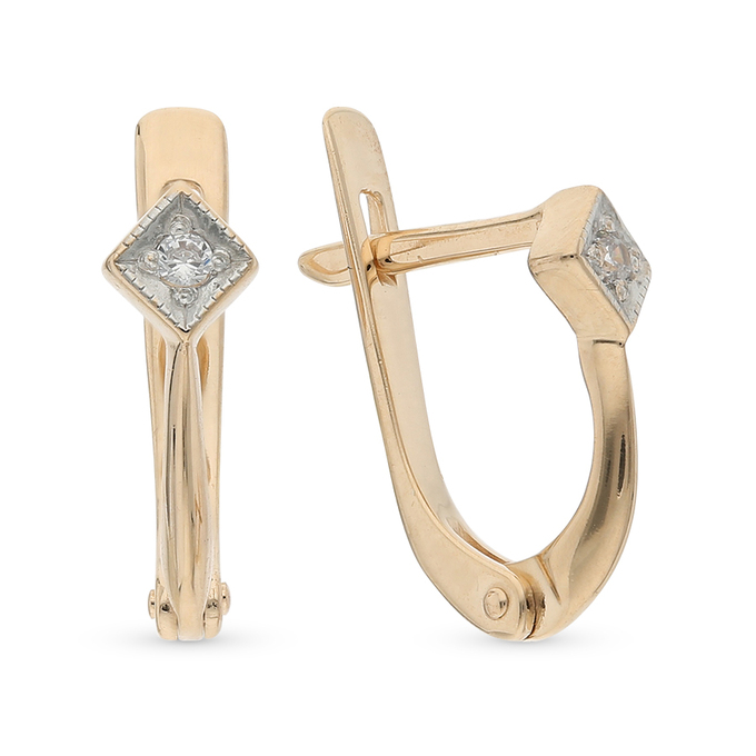 Серьги из золота 585 пробы c фианитами