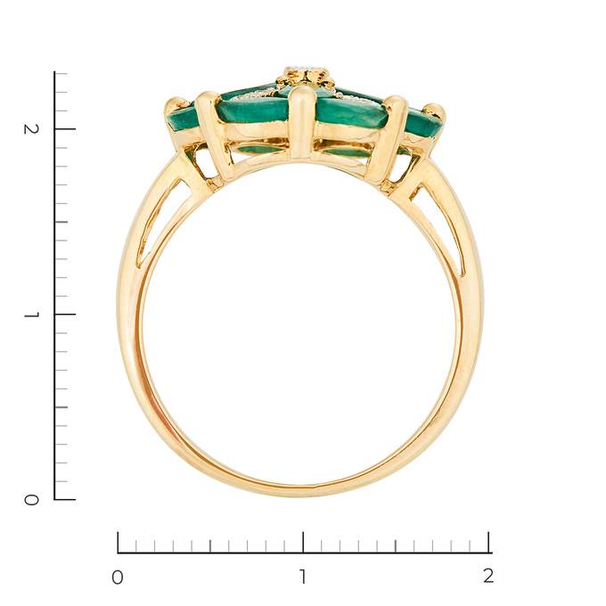 Кольцо из желтого золота 585 пробы c 9 бриллиантами и 12 изумрудами, Л 2810 0613 за 57000