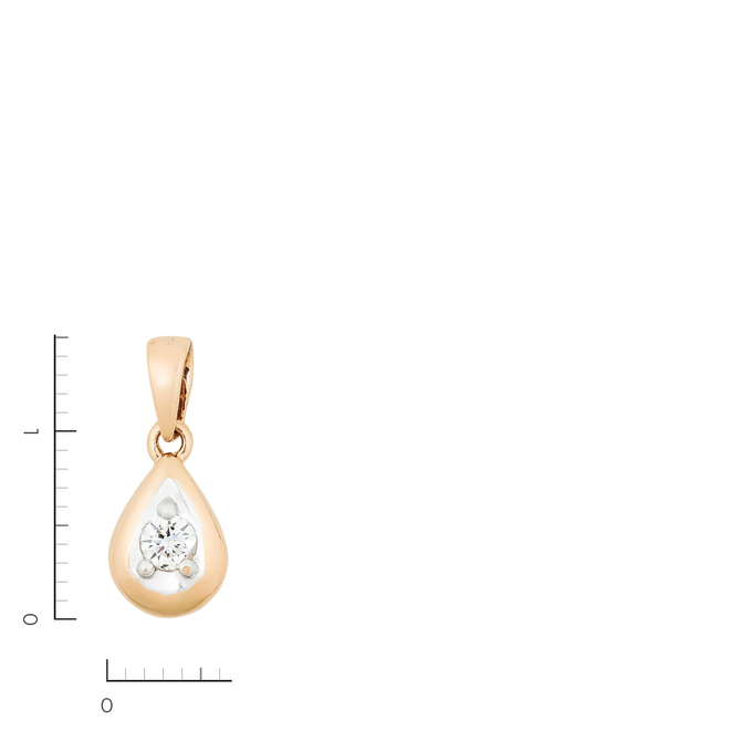 Подвеска из красного золота 585 пробы c 1 бриллиантом, Л 1908 2969 за 11400