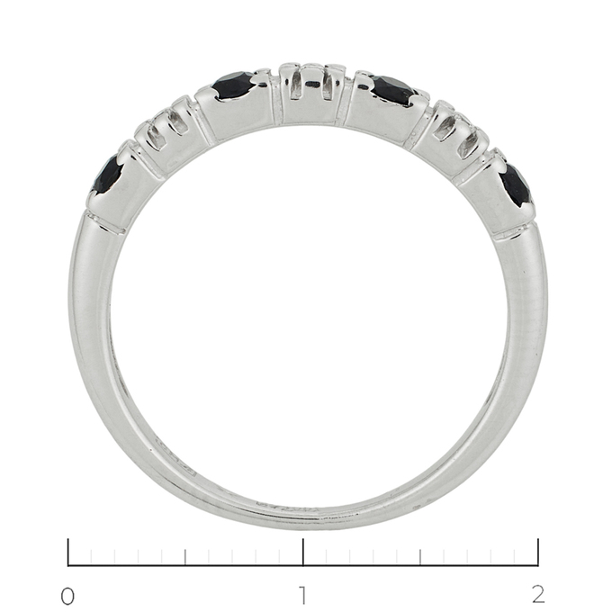 Кольцо из белого золота 585 пробы c 3 бриллиантами и 4 сапфирами, Л 2809 3912 за 16730