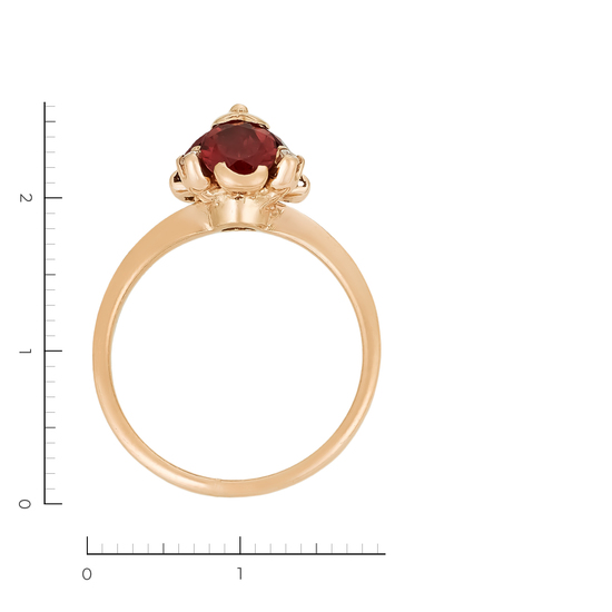 Кольцо из красного золота 585 пробы c 3 гранатами и 3 фианитами, Л35063059 за 21920