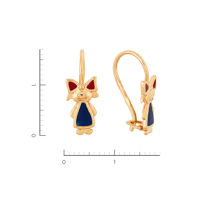Серьги из красного золота 585 пробы c эмалями