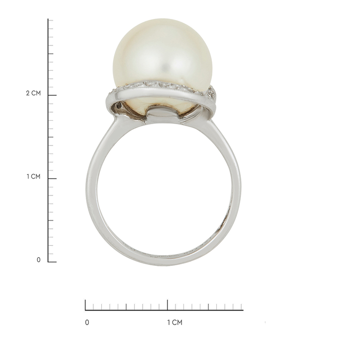 Кольцо из золота 750 пробы c бриллиантами и культивированным жемчугом, Л 2812 0013 за 103120