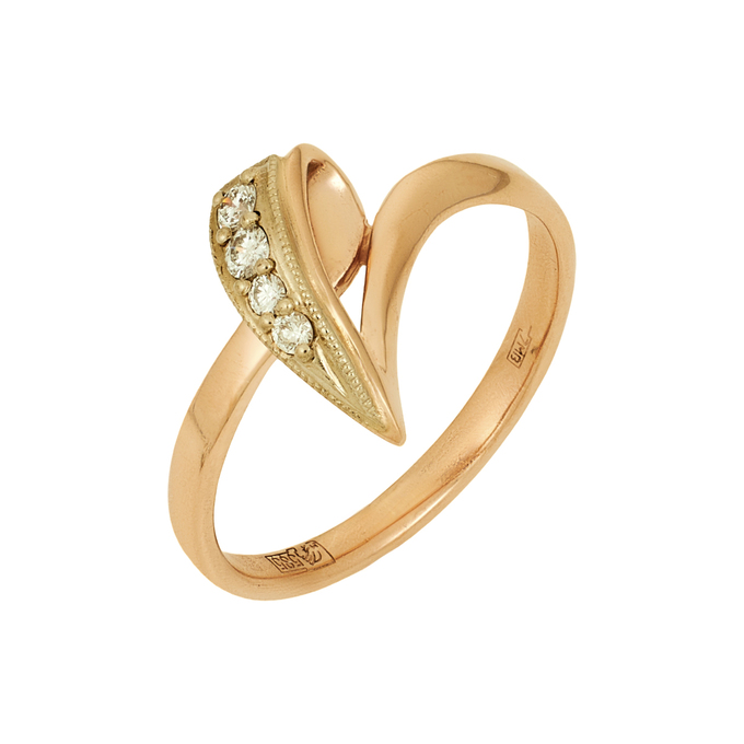 Кольцо из золота 585 пробы c бриллиантами