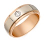 Кольцо обручальное из комбинированного золота 585 пробы c 1 бриллиантом 048866 фото 1