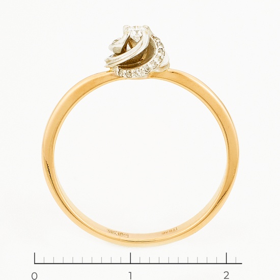 Кольцо из комбинированного золота 585 пробы c 19 бриллиантами, Л28081973 за 14100