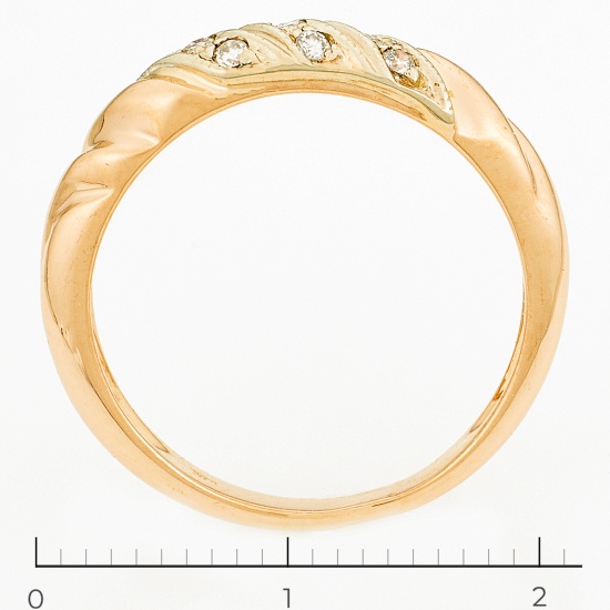 Кольцо из комбинированного золота 585 пробы c 9 бриллиантами, Л46079934 за 17700