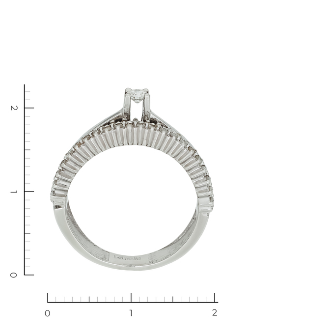 Кольцо из белого золота 585 пробы c 1 камнем синтетическим и 45 бриллиантами, Л 1208 0733 за 27540