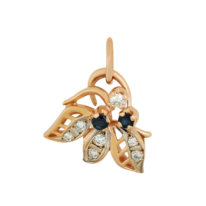 Подвеска из золота 585 пробы c бриллиантами и сапфирами, Л 0616 7739 за 36800