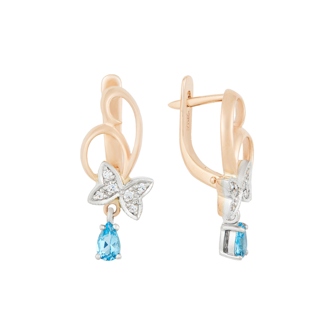 Серьги из золота 585 пробы c топазами и фианитами, К 0000 3425 за 47200