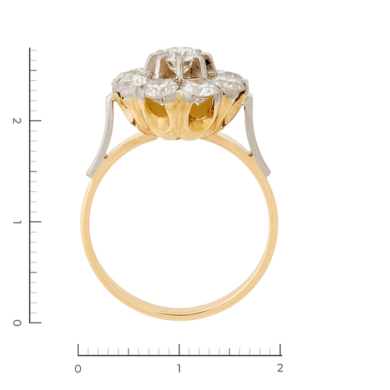Кольцо из комбинированного золота 750 пробы c 9 бриллиантами, Л47090600 за 390000