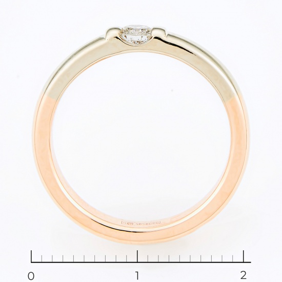 Кольцо из комбинированного золота 585 пробы c 1 бриллиантом, Л45057053 за 26915