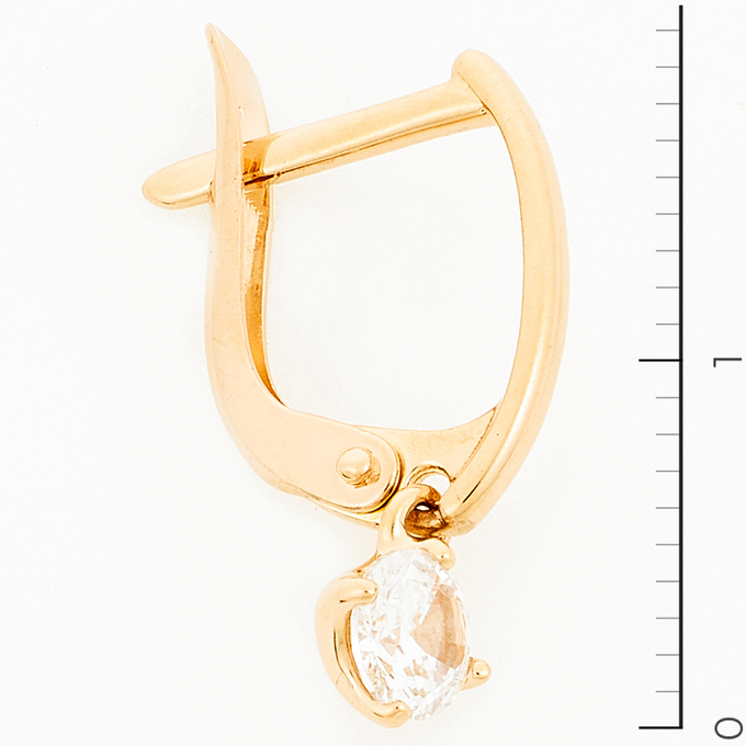 Серьги из красного золота 585 пробы c 2 фианитами