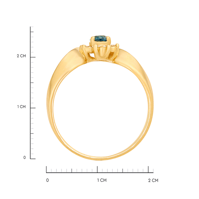 Кольцо из золота 585 пробы c топазом и бриллиантами