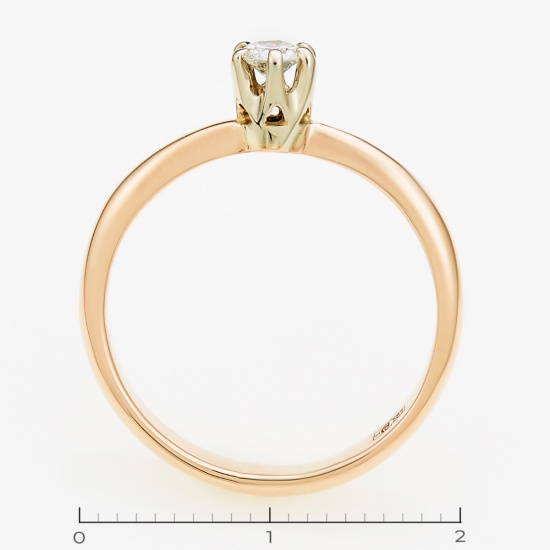 Кольцо из комбинированного золота 585 пробы c 1 бриллиантом, Л47077419 за 17800