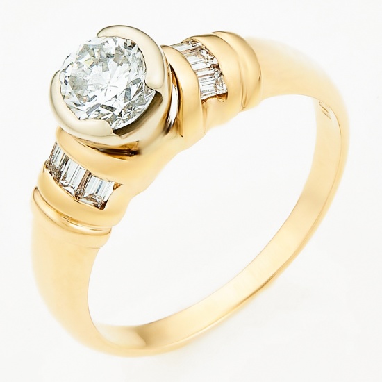 Кольцо из желтого золота 585 пробы c 9 бриллиантами