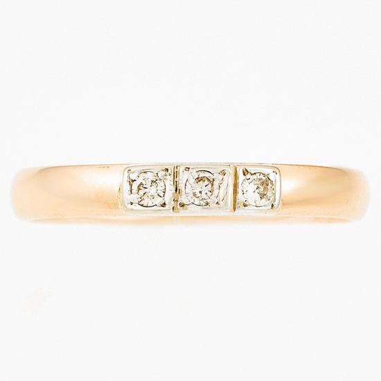 Кольцо из комбинированного золота 585 пробы c 3 бриллиантами, Л19100629 за 8100