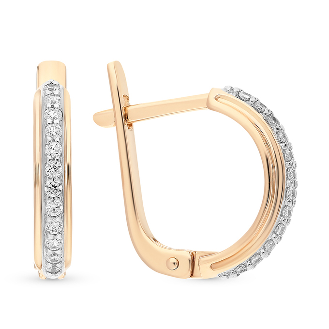 Серьги из красного золота 585 пробы c фианитами