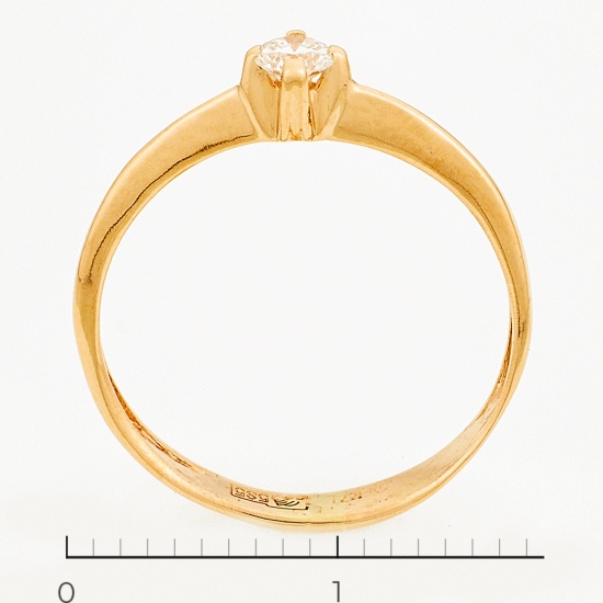 Кольцо из красного золота 585 пробы c 1 бриллиантом, Л28080261 за 9950