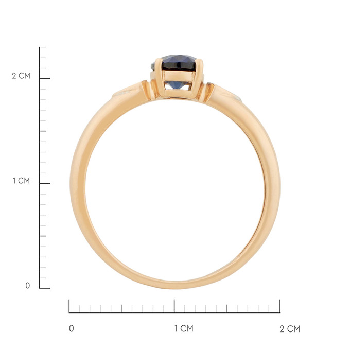 Кольцо из золота 585 пробы c бриллиантами и синтетическим сапфиром, Л 2011 0620 за 22000