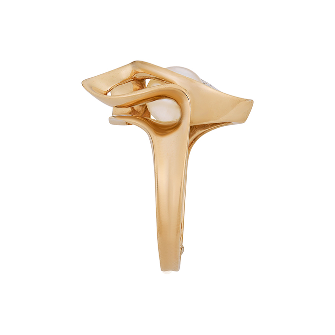 Кольцо из золота 585 пробы c бриллиантами и культивированным жемчугом, Л 3704 7043 за 72000