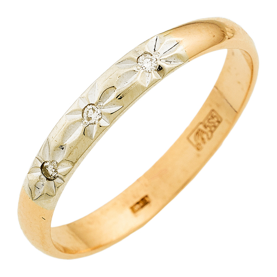 Кольцо из комбинированного золота 585 пробы c 3 бриллиантами, Л06158997 за 10500