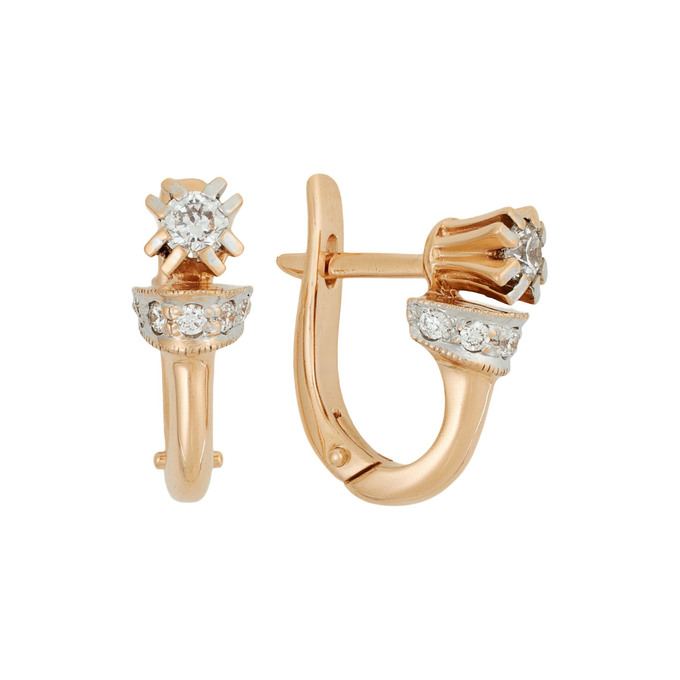 Серьги из золота 585 пробы с бриллиантами, Ц О007 4296 за 77400