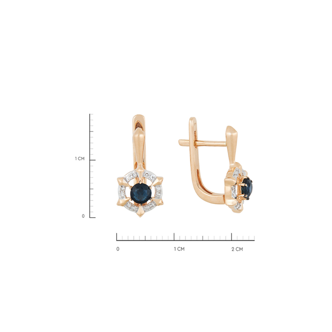 Серьги из золота 585 пробы c сапфирами и бриллиантами, Л 4306 4599 за 29200
