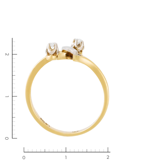 Кольцо из комбинированного золота 750 пробы c 2 бриллиантами, Л28093076 за 28400