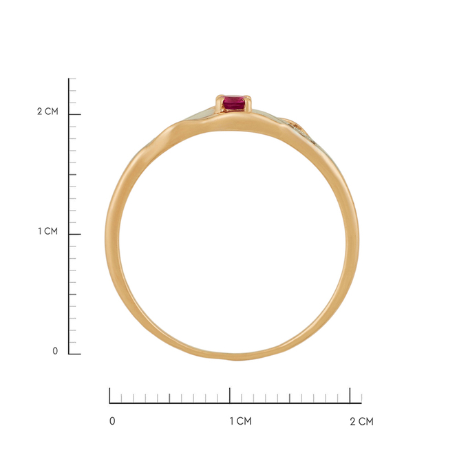 Кольцо из золота 585 пробы c рубином и бриллиантами, Л 2812 0278 за 17200