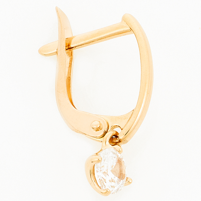 Серьги из красного золота 585 пробы c 2 фианитами
