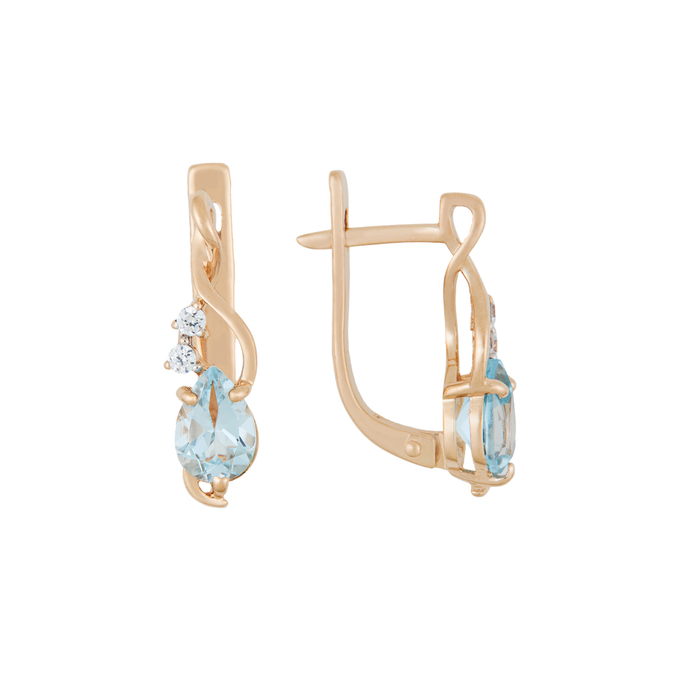 Серьги из золота 585 пробы c 2 топазами и 4 фианитами, Л 4807 3218 за 28640