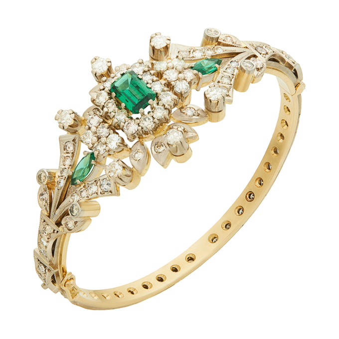 Браслет из золота 750 пробы c бриллиантами и синтетическими камнями