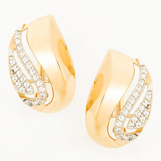 Серьги из золота 585 пробы c фианитами