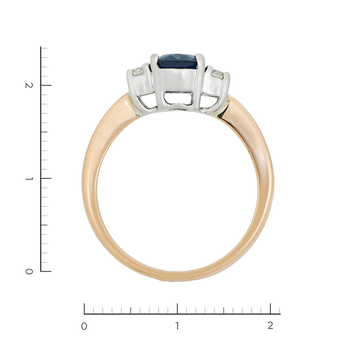 Кольцо из золота 585 пробы c 2 бриллиантами и 1 дифф. сапфиром, Л 2810 0528 за 65200