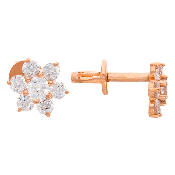 Серьги из золота 585 пробы c 14 фианитами