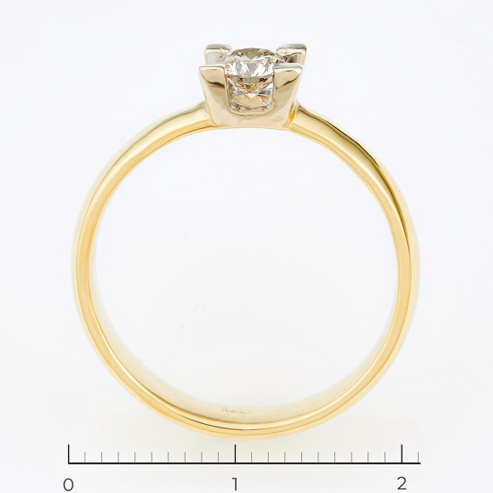 Кольцо из комбинированного золота 750 пробы c 1 бриллиантом, Л28067244 за 54600