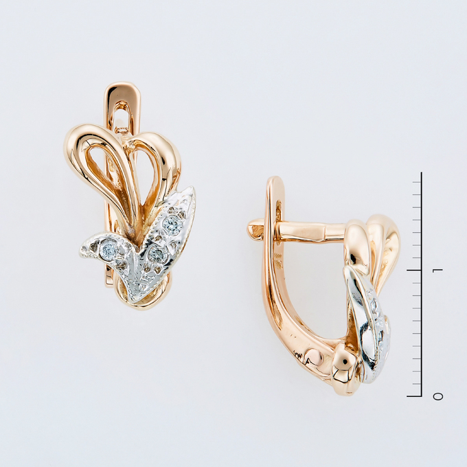 Серьги из золота 585 пробы c 6 бриллиантами