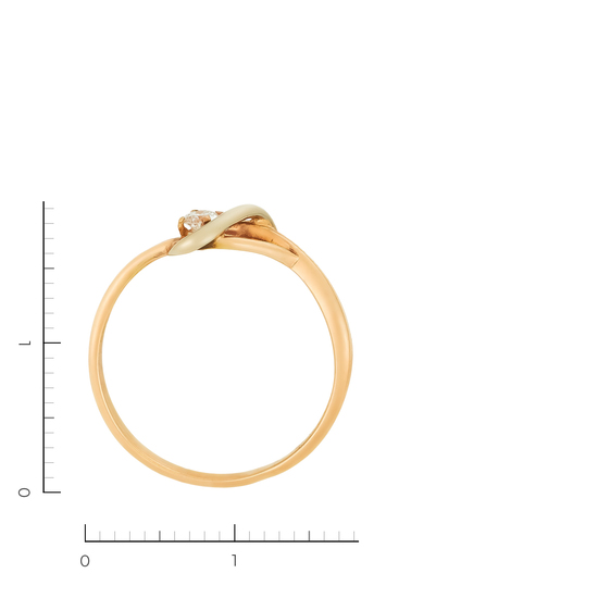 Кольцо из комбинированного золота 585 пробы c 1 бриллиантом, Л09039233 за 7665