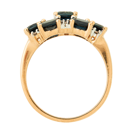 Кольцо из комбинированного золота 585 пробы c 12 бриллиантами и 7 сапфирами, Л04081302 за 57300
