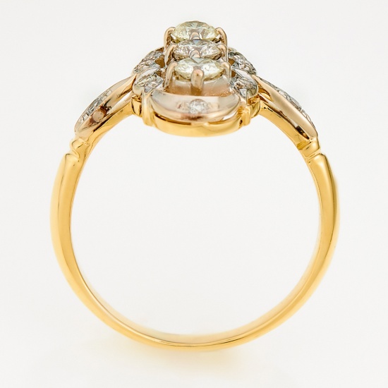 Кольцо из комбинированного золота 750 пробы c 11 бриллиантами, Л62008245 за 83500