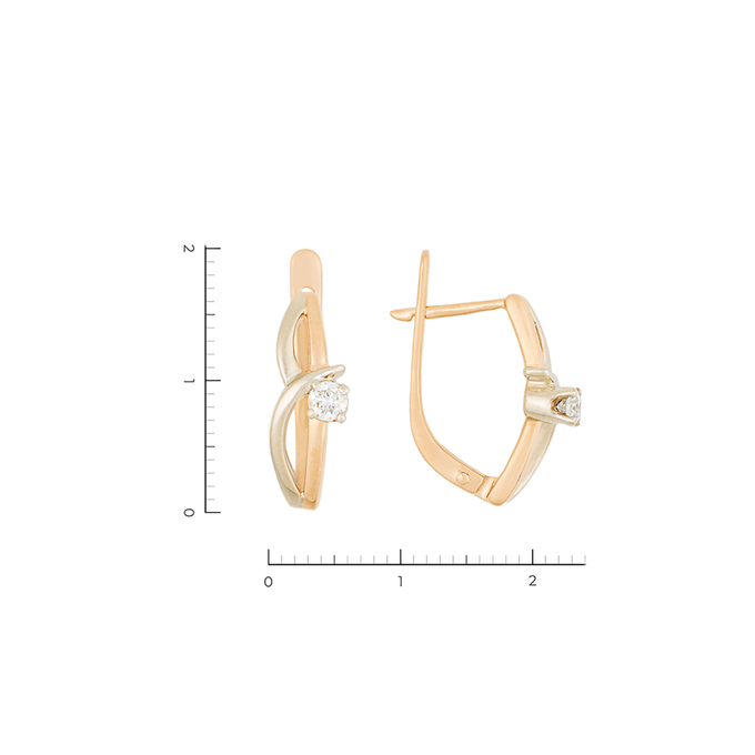 Серьги из золота 585 пробы c 2 бриллиантами, Л 4709 7013 за 55600