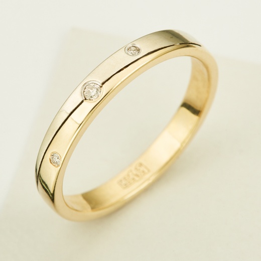 Кольцо из комбинированного золота 585 пробы c 3 бриллиантами Л64010432 фото 1