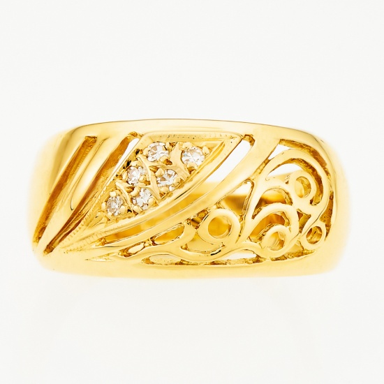 Кольцо из желтого золота 750 пробы c 6 бриллиантами, Л76006527 за 43425