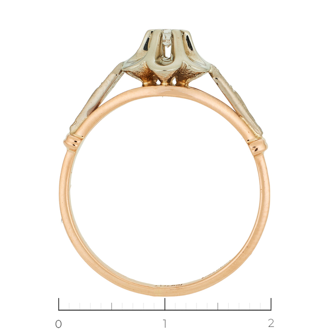 Кольцо из комбинированного золота 585 пробы c 1 бриллиантом, Л 0408 2220 за 42000