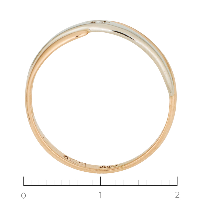 Кольцо из комбинированного золота 585 пробы c 1 бриллиантом, Л 1208 1276 за 10740