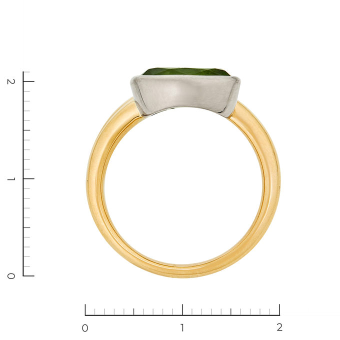 Кольцо из комбинированного золота 750 пробы c хризолитами и 1 бриллиантом, Л 2808 8361 за 120000