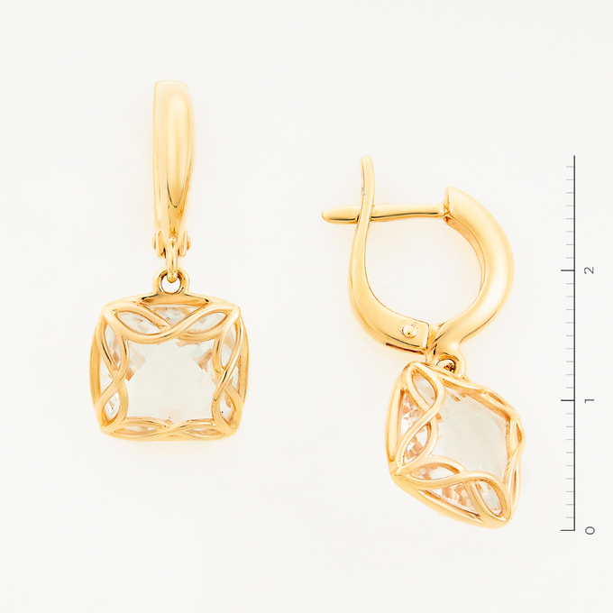 Серьги из красного золота 585 пробы c 2 топазами