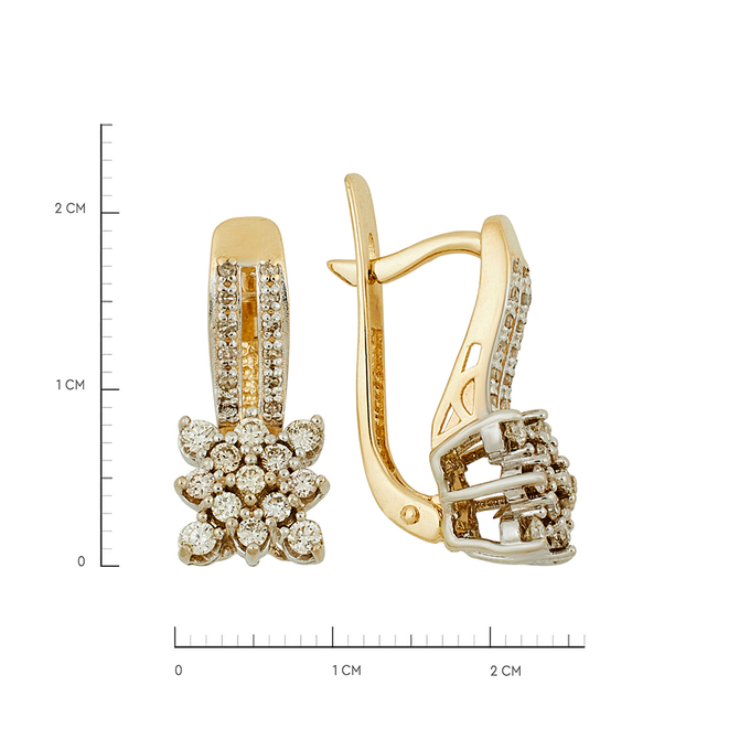 Серьги из золота 585 пробы c бриллиантами, Ц О007 1998 за 75200