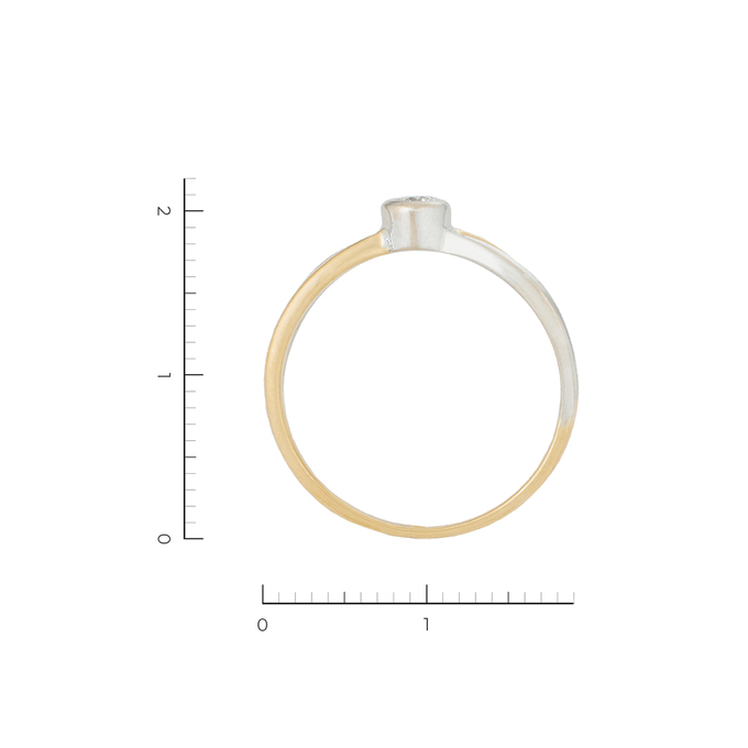 Кольцо из комбинированного золота 585 пробы c 1 бриллиантом, Л 3706 0441 за 17150